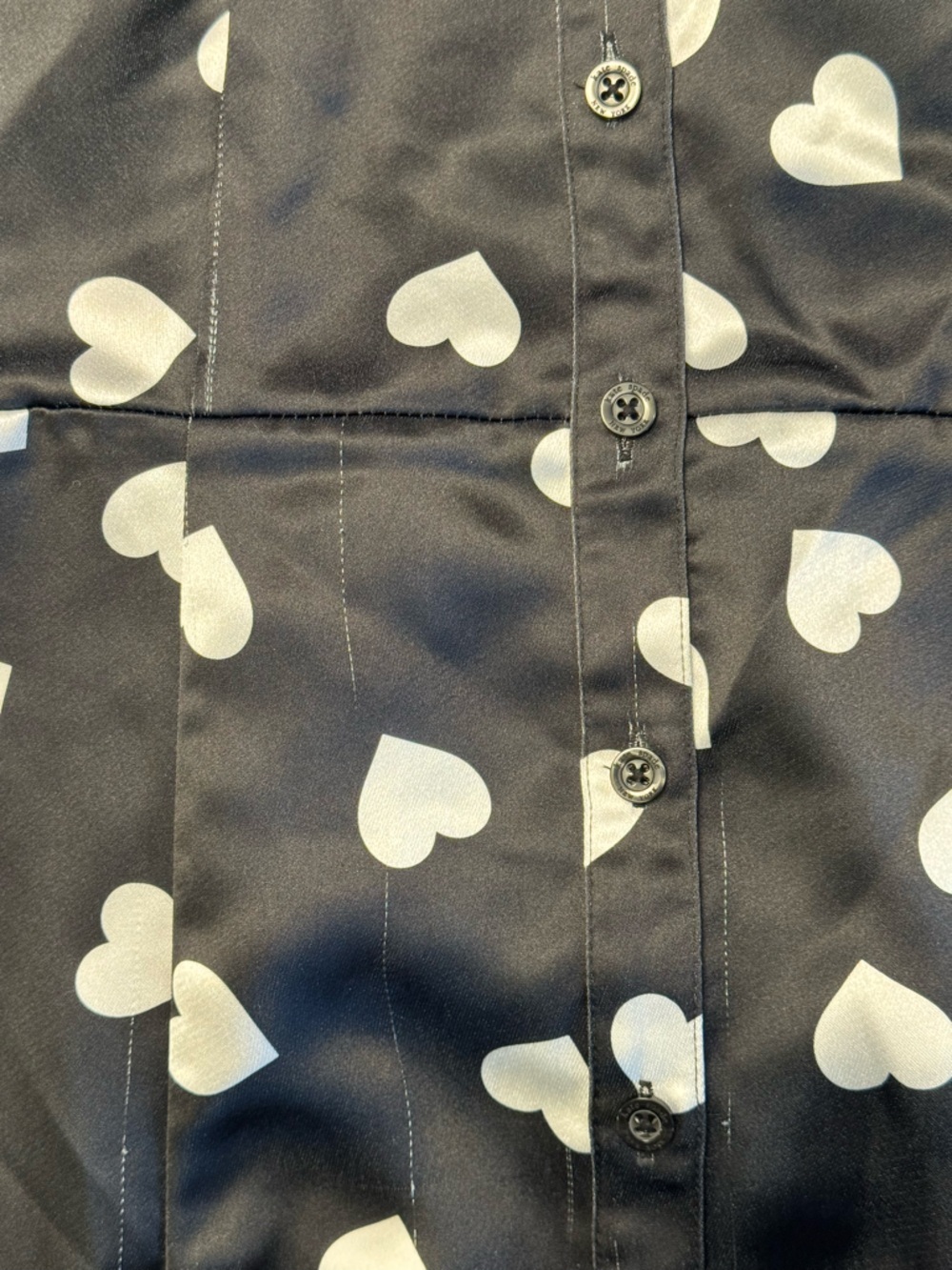 NWOT Kate Spade Black Heart Print Puff Sleeve Midi Shirtdress - 4 - Fabric Note! - Picture 11 of 13